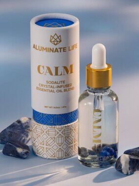 Aluminate Life Calm 1oz Sodalite Crystal Infused Essential Oil Blend